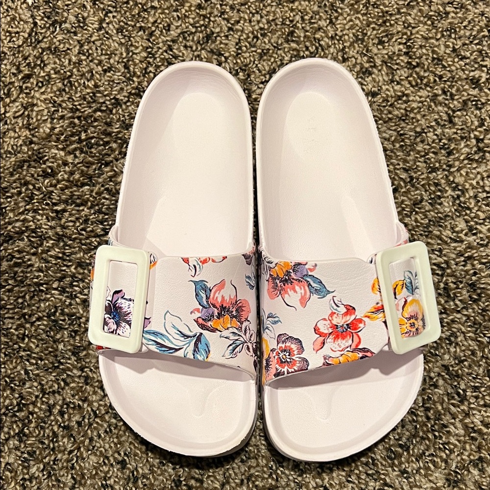 MIA Floral Slide Sandals - Pink and Multicolor